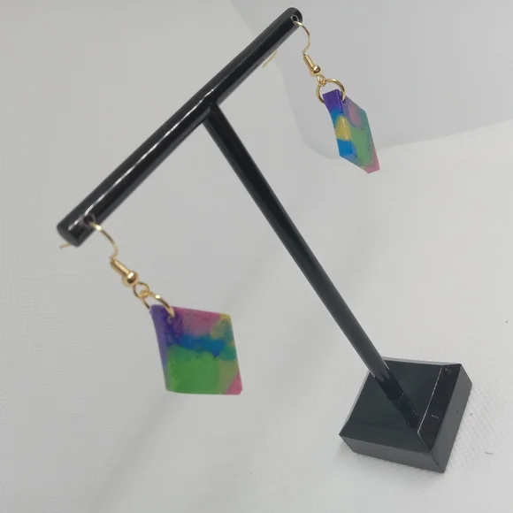 Hand Crafted Multicolor Diamond Earrings - Picture 2 of 6